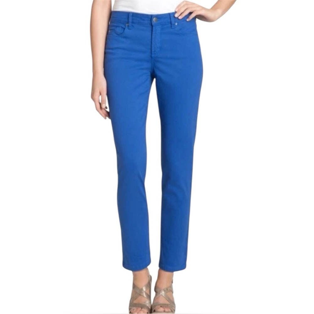 NYDJ Alisha Fun Electric Blue "Lift Tuck" Slim leg with a mid-rise Ankle Jeans